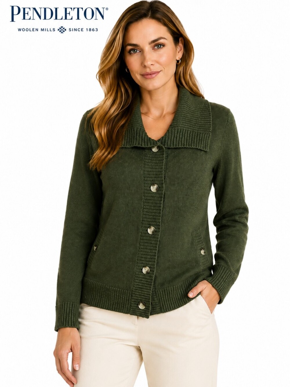 Vtg Pendleton Women’s Quiet Luxury Shawl Collared Button Down Cardigan Sweater L